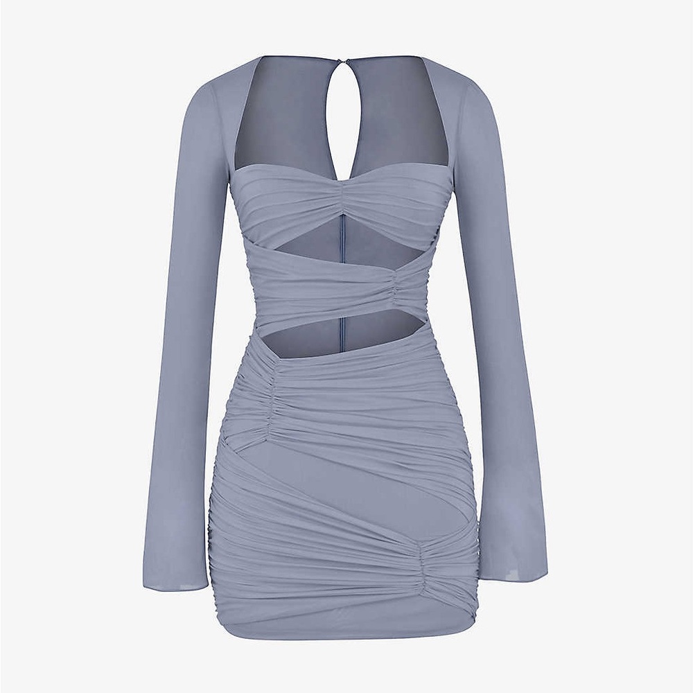 House of CB ‘Camille’ Dove Grey Real Silk Mini Dress NWOT - Picture 7 of 10